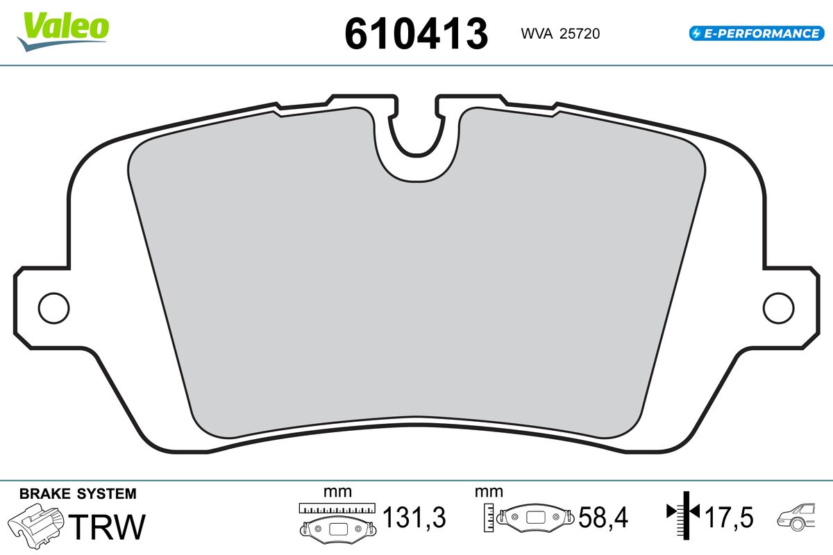 VALEO Bremseklodser 610413 bagaksel for LAND ROVER