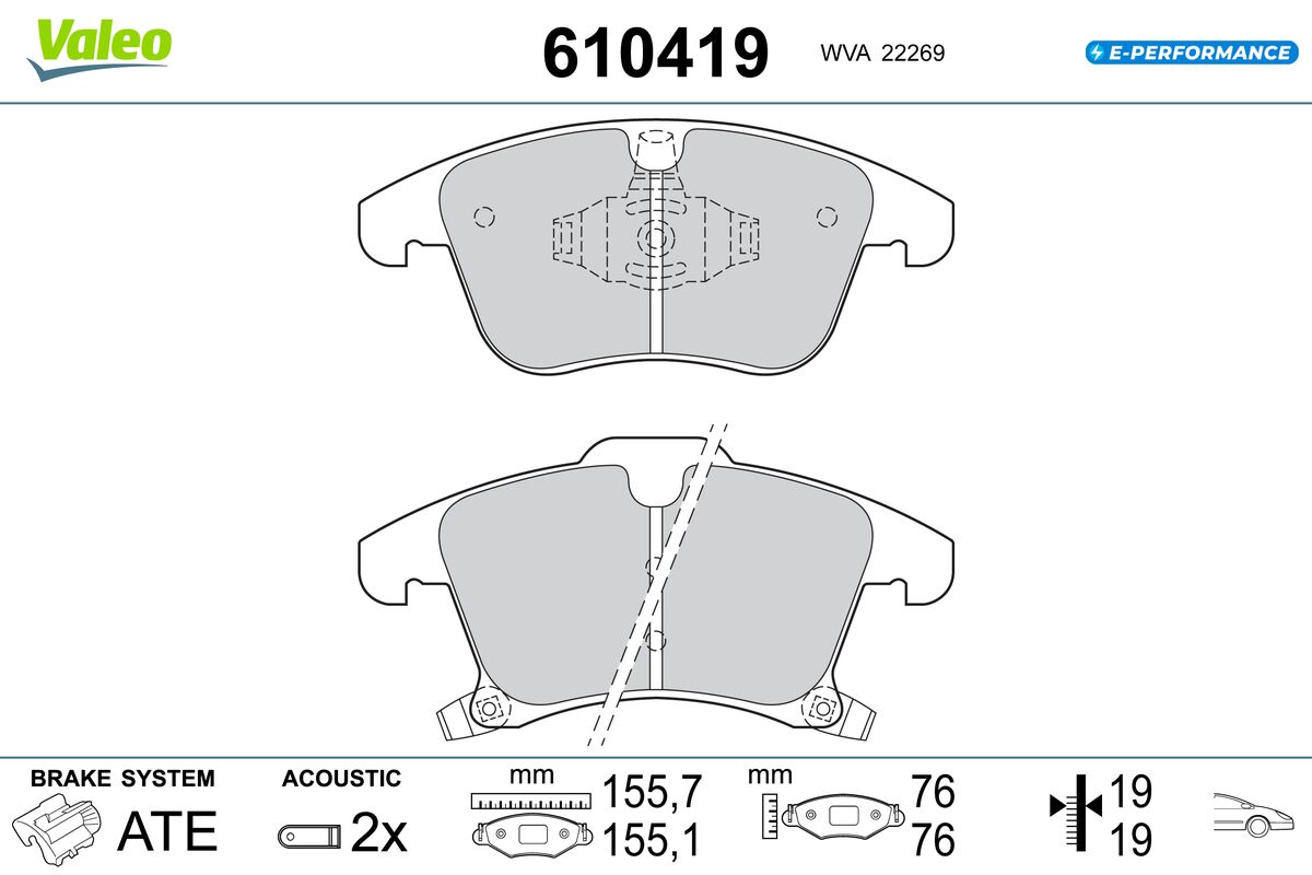 VALEO Bremseklodser 610419 foraksel for FORD FORD (CHANGAN)