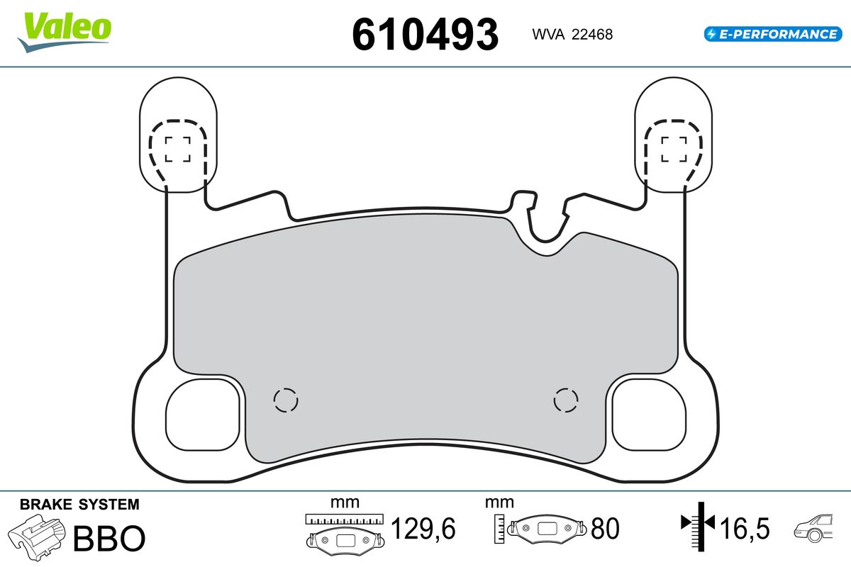 VALEO Bremseklodser 610493 bagaksel for PORSCHE