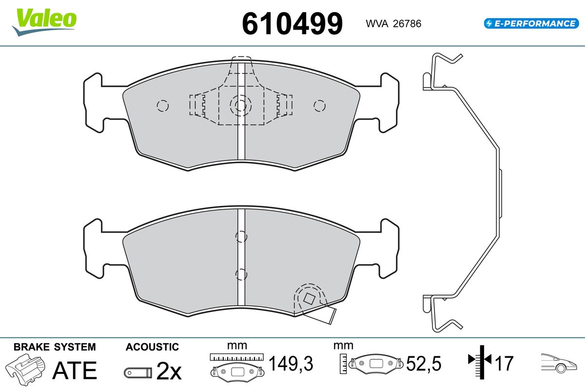 VALEO Bremseklodser 610499 foraksel for LANCIA