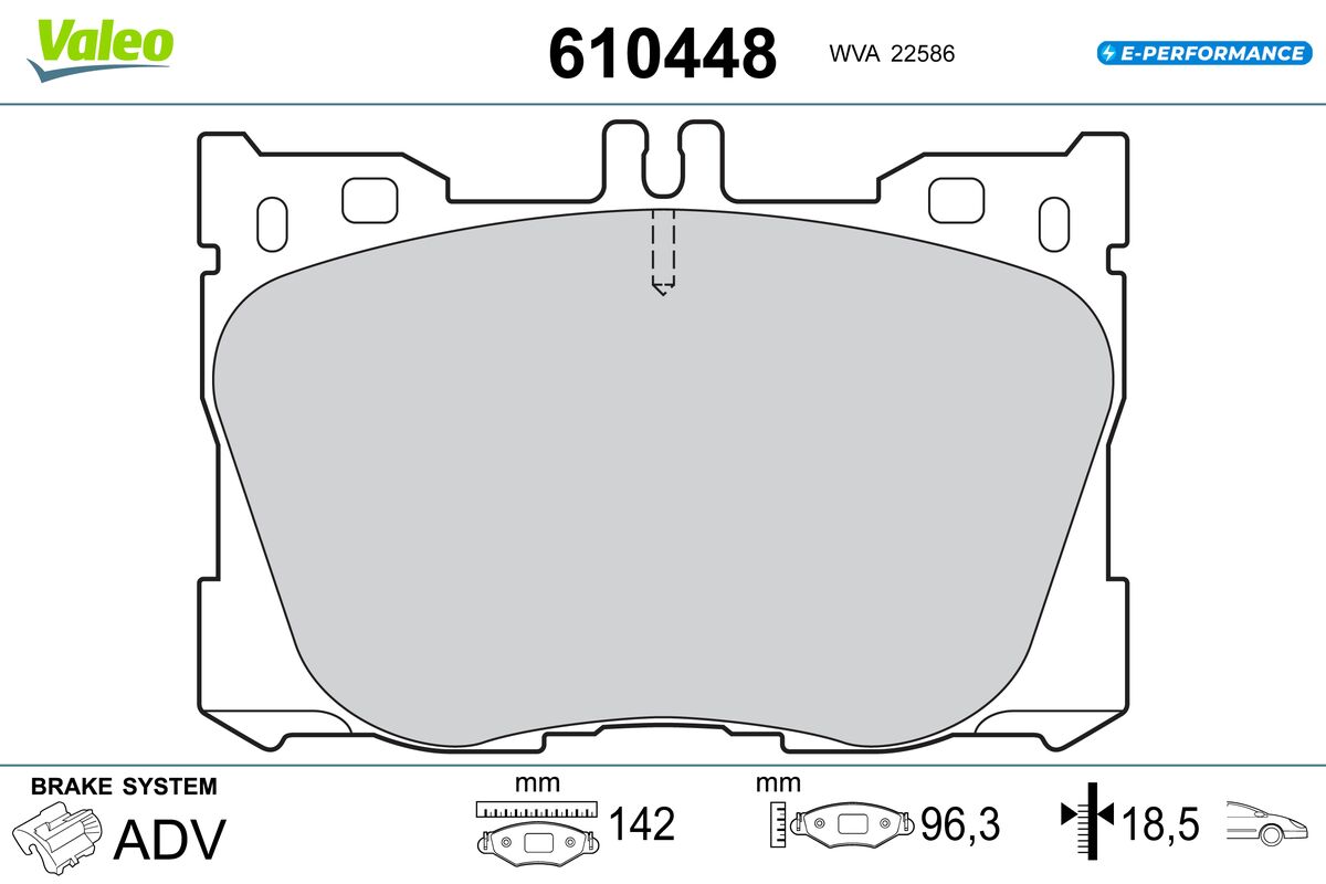 VALEO Bremseklodser 610448 foraksel for MERCEDES-BENZ MERCEDES-BENZ (BBDC) BEIJING BENZ (BBDC)