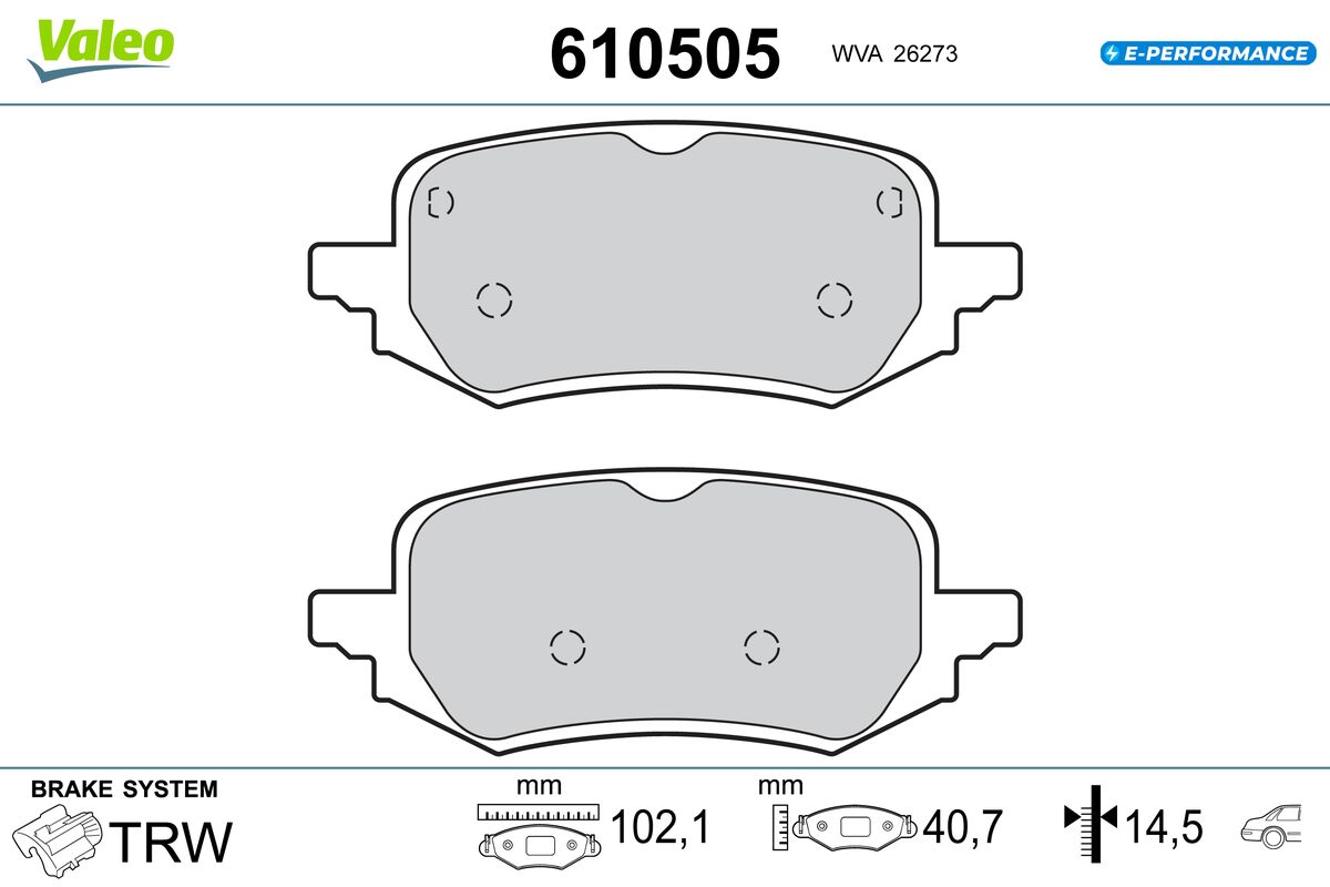 VALEO Bremseklodser 610505 bagaksel for FORD