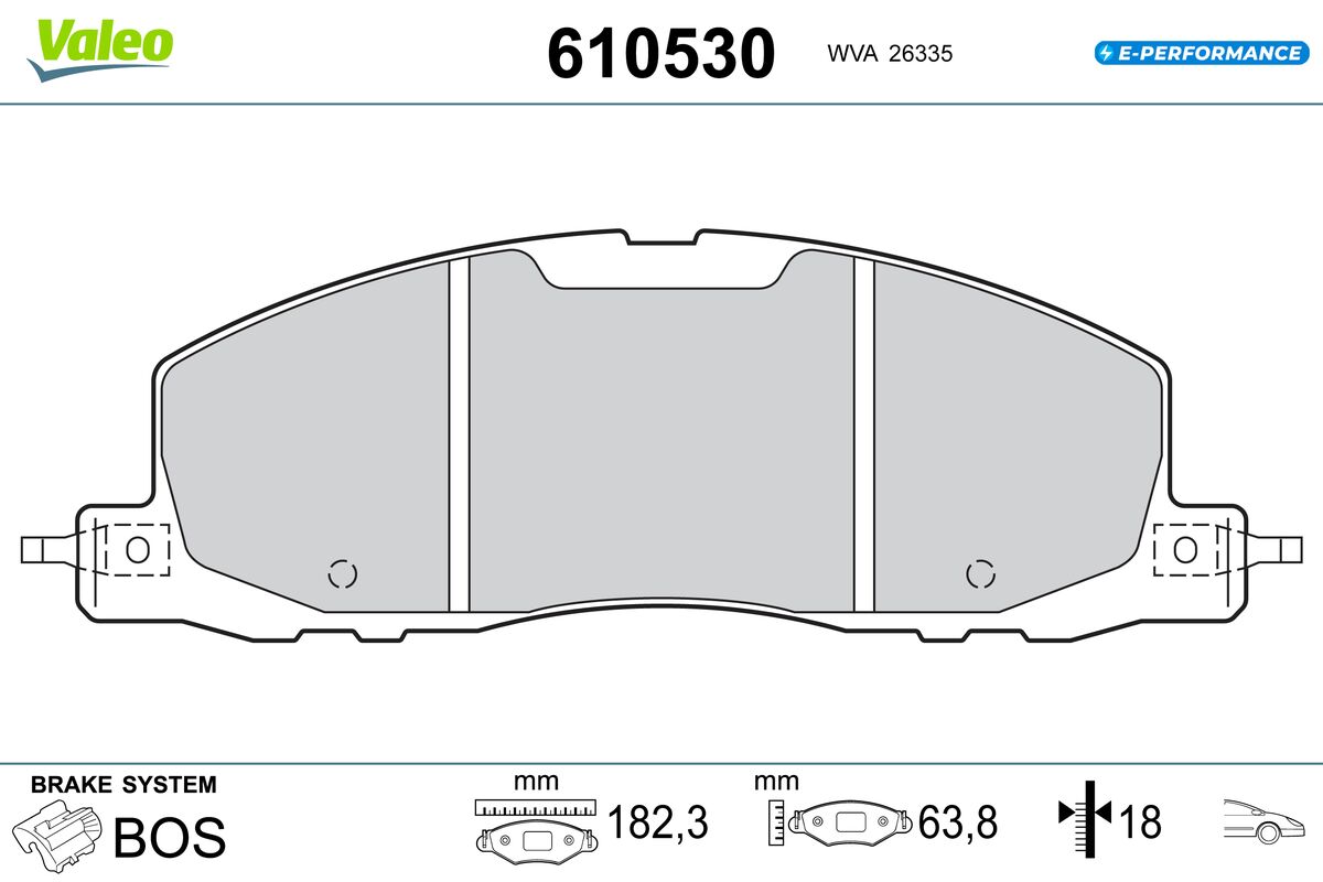 VALEO Bremseklodser 610530 foraksel for FORD USA LINCOLN (CHANGAN) LINCOLN