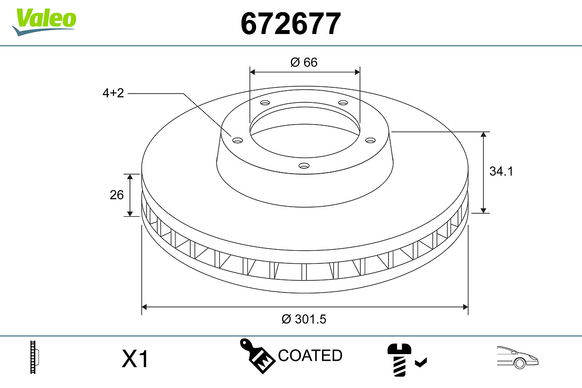 VALEO Bremseskive 672677 foraksel ventileret 302mm 26mm for CITROËN PEUGEOT DS