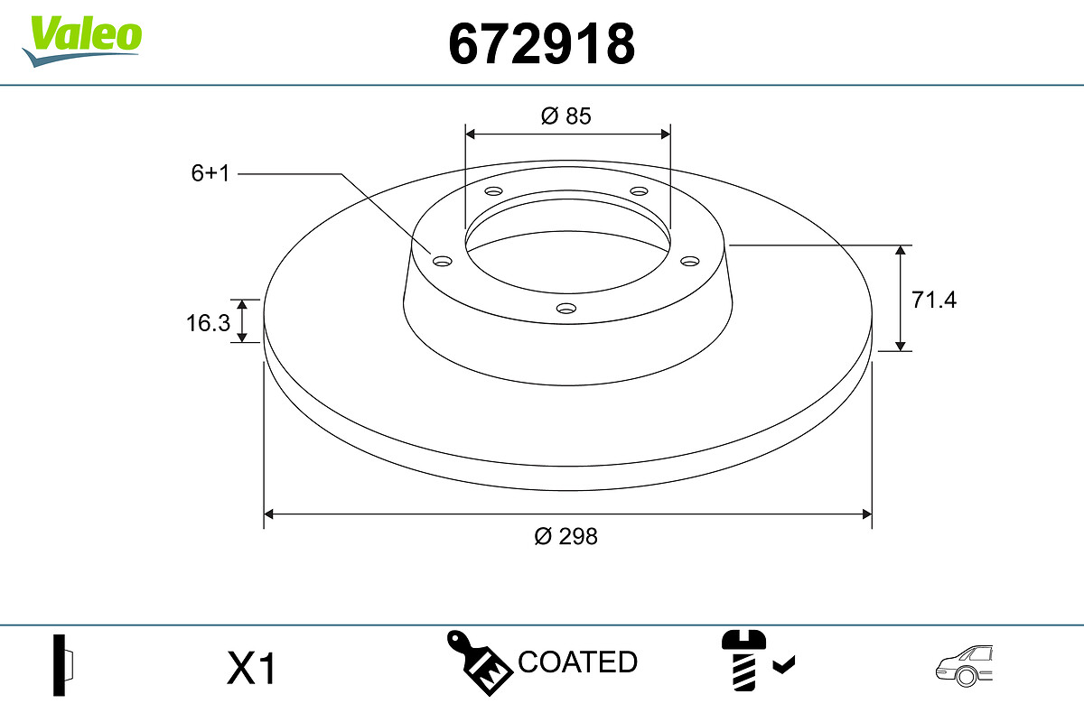 VALEO Bremseskive 672918 bagaksel fuld 298mm 16mm for MERCEDES-BENZ LANCIA VW