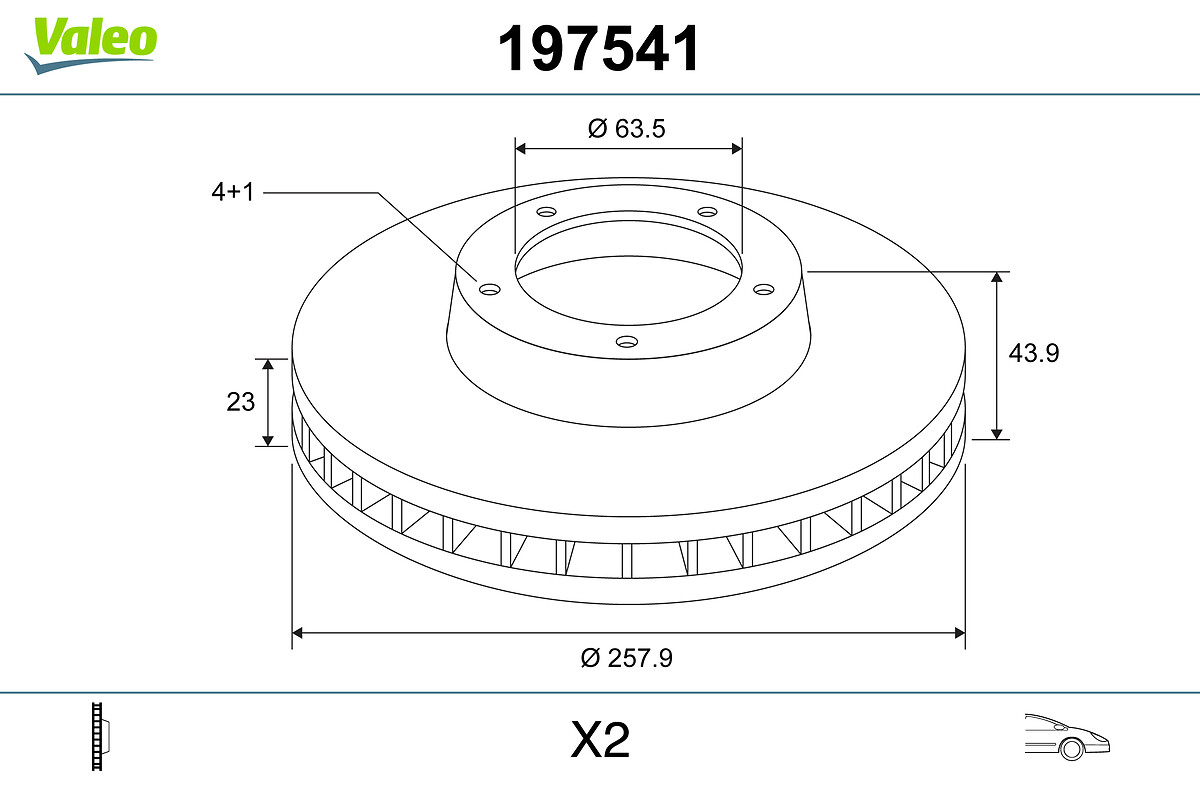 VALEO Bremseskive 197541 foraksel ventileret 258mm 23mm for FORD ASIA & OCEANIA FORD