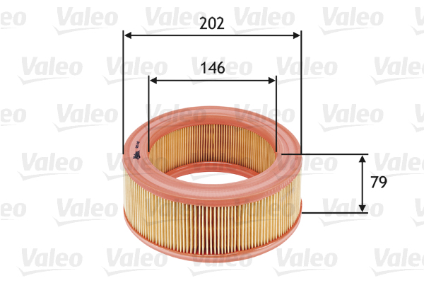 VALEO Luftfilter 585642 Filterindsats height_mm_209|Højde [mm]|79 outer_diameter_mm_497|Yderdiameter [mm]|202 inner_diameter_mm_496|Indvendig diameter