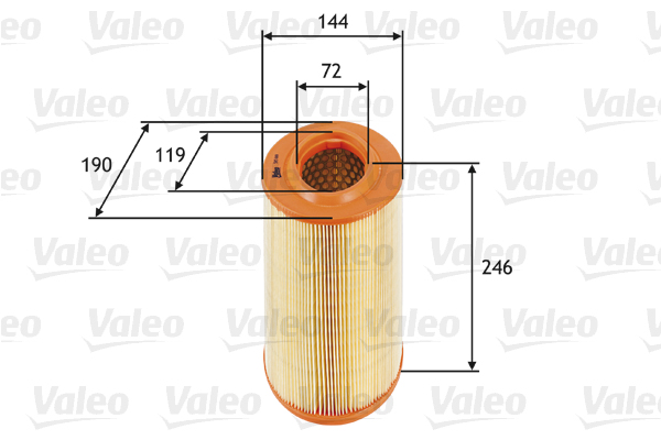 VALEO Luftfilter 585669 Filterindsats height_mm_209|Højde [mm]|246 outer_diameter_mm_497|Yderdiameter [mm]|187 outer_diameter_1_mm_978|Yderdiameter 1