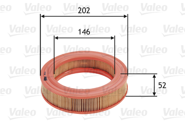 VALEO Luftfilter 585717 Filterindsats height_mm_209|Højde [mm]|52 outer_diameter_mm_497|Yderdiameter [mm]|202 inner_diameter_mm_496|Indvendig diameter