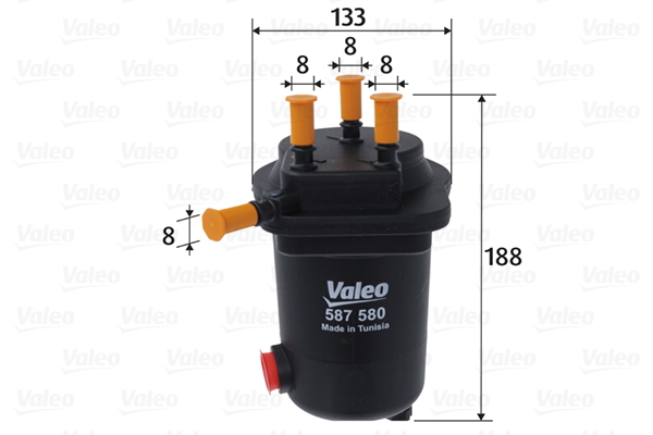 VALEO Brændstof-filter 587580 med tilslutning til vandsensor weight_kg_212|Vægt [kg]|0,404 187mm M10x1.5 for NISSAN RENAULT