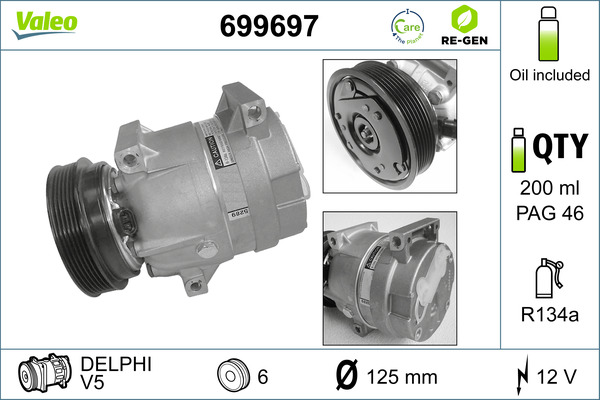 VALEO Kompressor, klimaanlæg 699697 for RENAULT