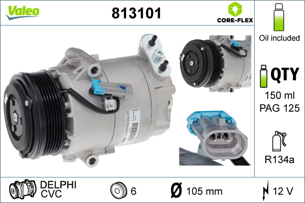 VALEO Kompressor, klimaanlæg 813101 for OPEL VAUXHALL