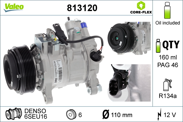 VALEO Kompressor, klimaanlæg 813120 for BMW (BRILLIANCE)