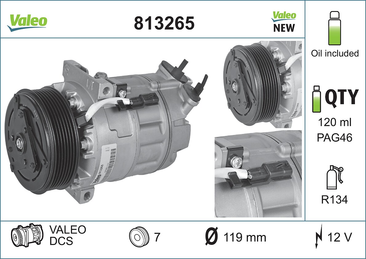 VALEO Kompressor, klimaanlæg 813265 for NISSAN RENAULT