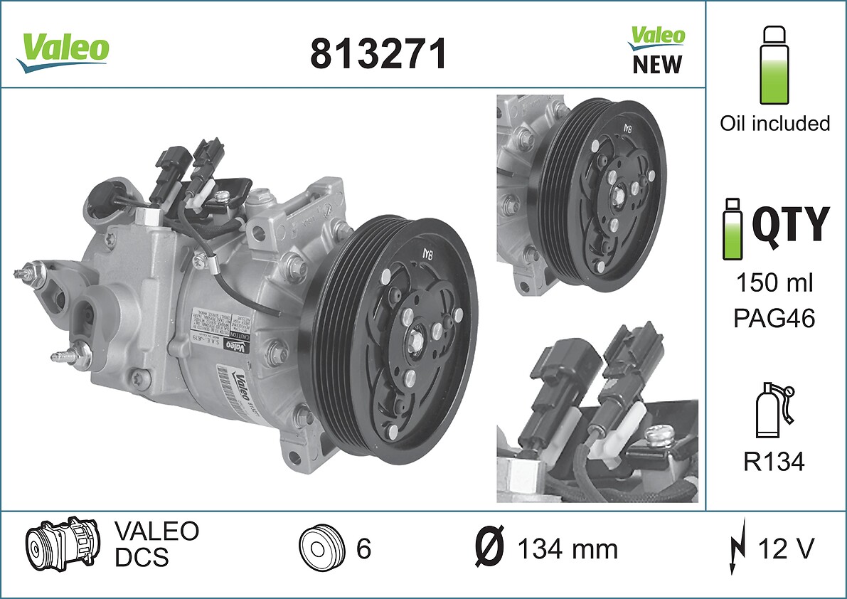 VALEO Kompressor, klimaanlæg 813271 for VOLVO VOLVO ASIA