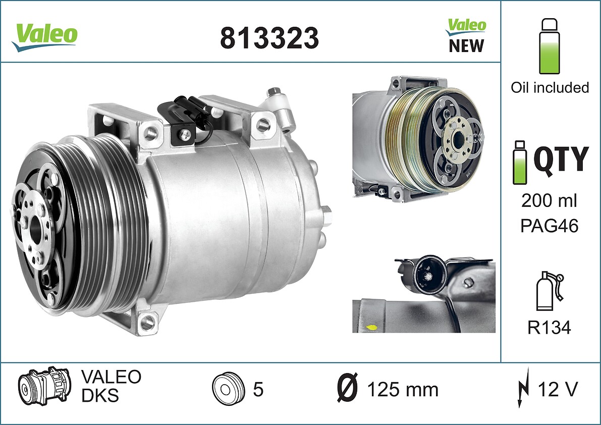 VALEO Kompressor, klimaanlæg 813323 for FORD VOLVO VOLVO (CHANGAN)