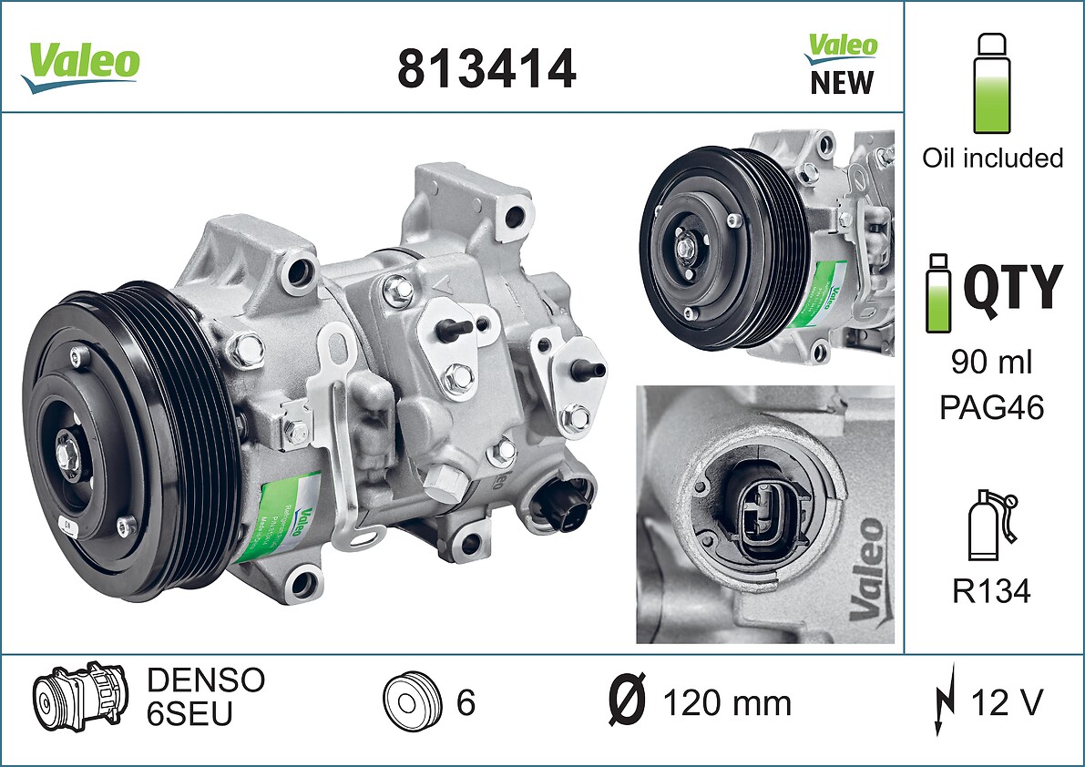 VALEO Kompressor, klimaanlæg 813414 for TOYOTA