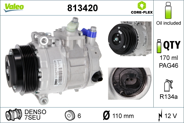 VALEO Kompressor, klimaanlæg 813420 for MERCEDES-BENZ MERCEDES-BENZ (FJDA) MERCEDES-BENZ (BBDC)