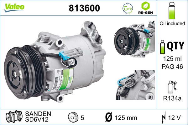 VALEO Kompressor, klimaanlæg 813600 for OPEL VAUXHALL