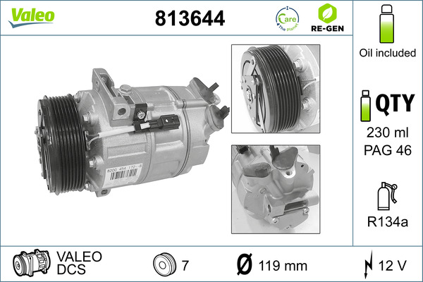 VALEO Kompressor, klimaanlæg 813644 for OPEL VAUXHALL RENAULT TRUCKS RENAULT