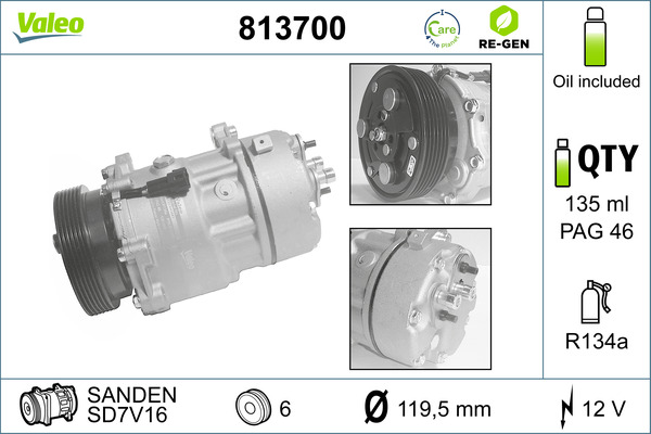 VALEO Kompressor, klimaanlæg 813700 for FORD VW MERCEDES-BENZ