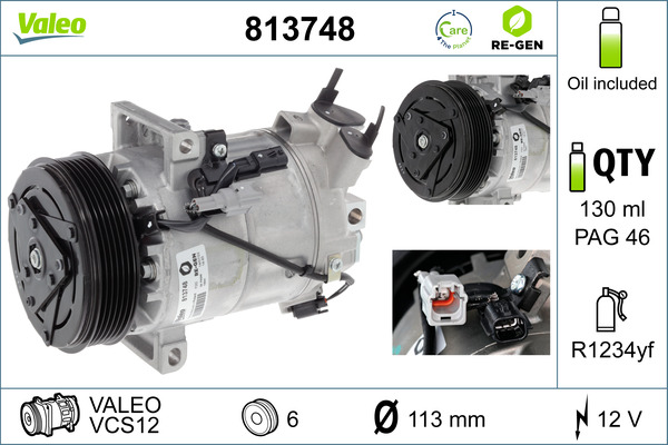 VALEO Kompressor, klimaanlæg 813748 for DS PEUGEOT