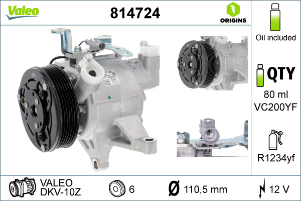 VALEO Kompressor, klimaanlæg 814724 for SUBARU