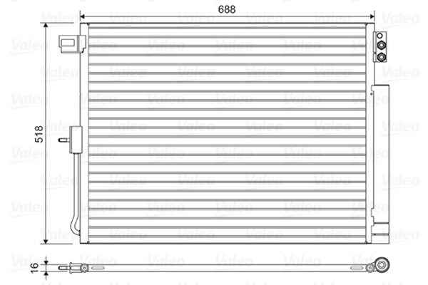 VALEO Kondensor, klimaanlæg 822616 for JEEP