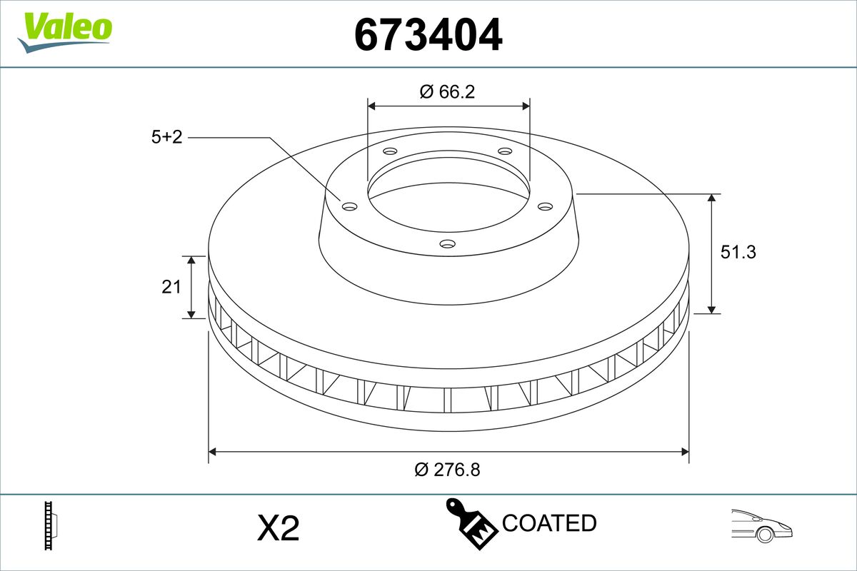 VALEO Bremseskive 673404 foraksel ventileret 277mm 21mm for LAND ROVER