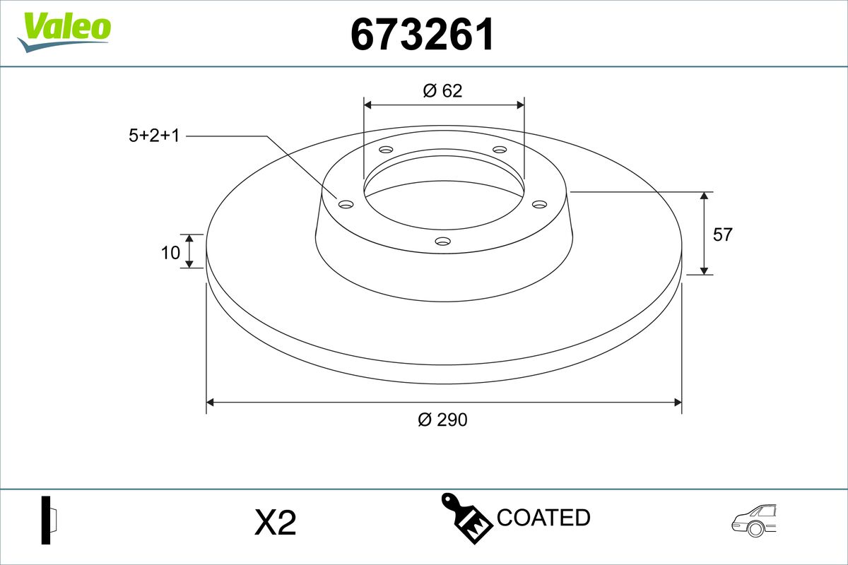 VALEO Bremseskive 673261 bagaksel fuld 290mm 10mm for TOYOTA
