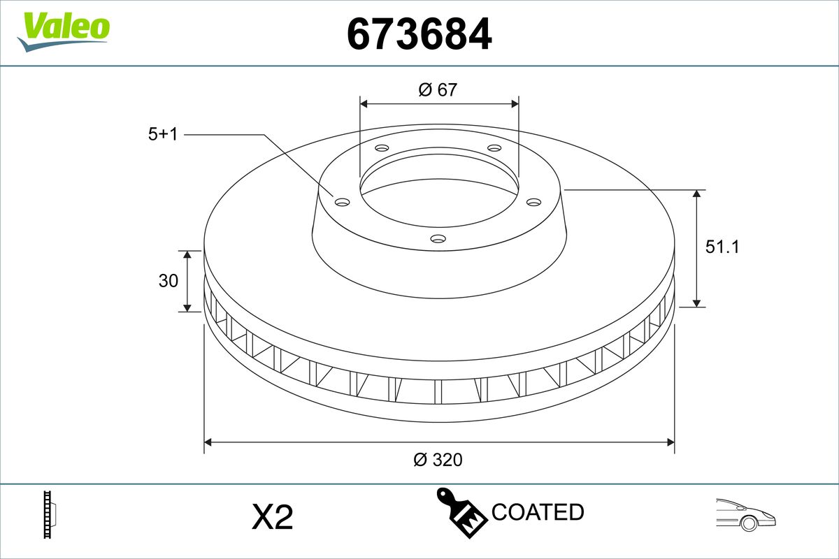 VALEO Bremseskive 673684 foraksel ventileret 320mm 30mm for MERCEDES-BENZ MERCEDES-BENZ (BBDC)