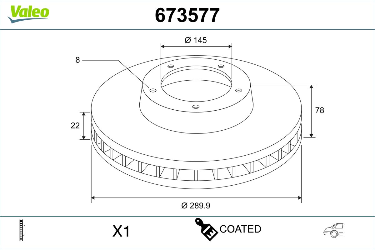 VALEO Bremseskive 673577 bagaksel ventileret 290mm 22mm for NISSAN RENAULT TRUCKS