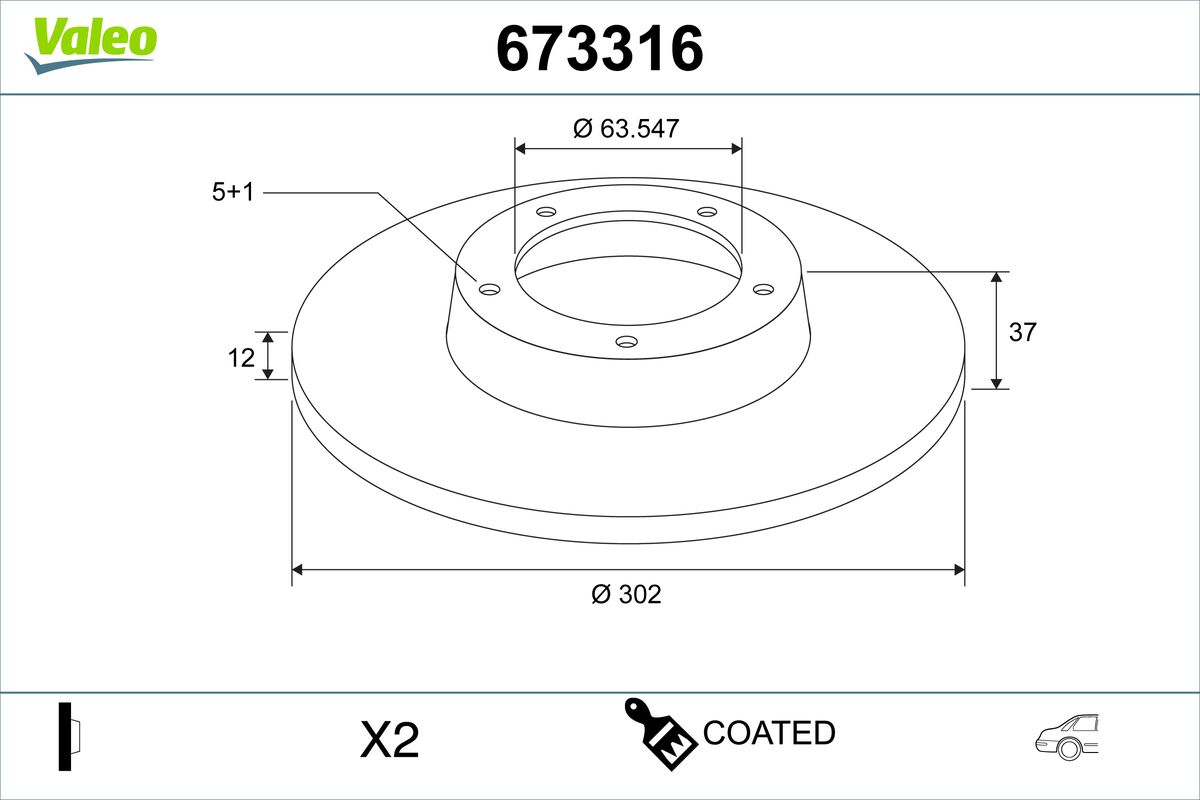 VALEO Bremseskive 673316 bagaksel fuld 302mm 12mm for VOLVO ASIA