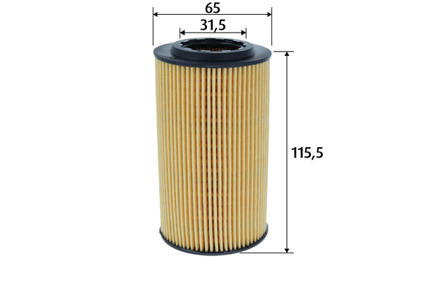 VALEO Oliefilter 586602 Filterindsats height_mm_209|Højde [mm]|116 outer_diameter_mm_497|Yderdiameter [mm]|65 inner_diameter_1_mm_995|Inder diameter 1
