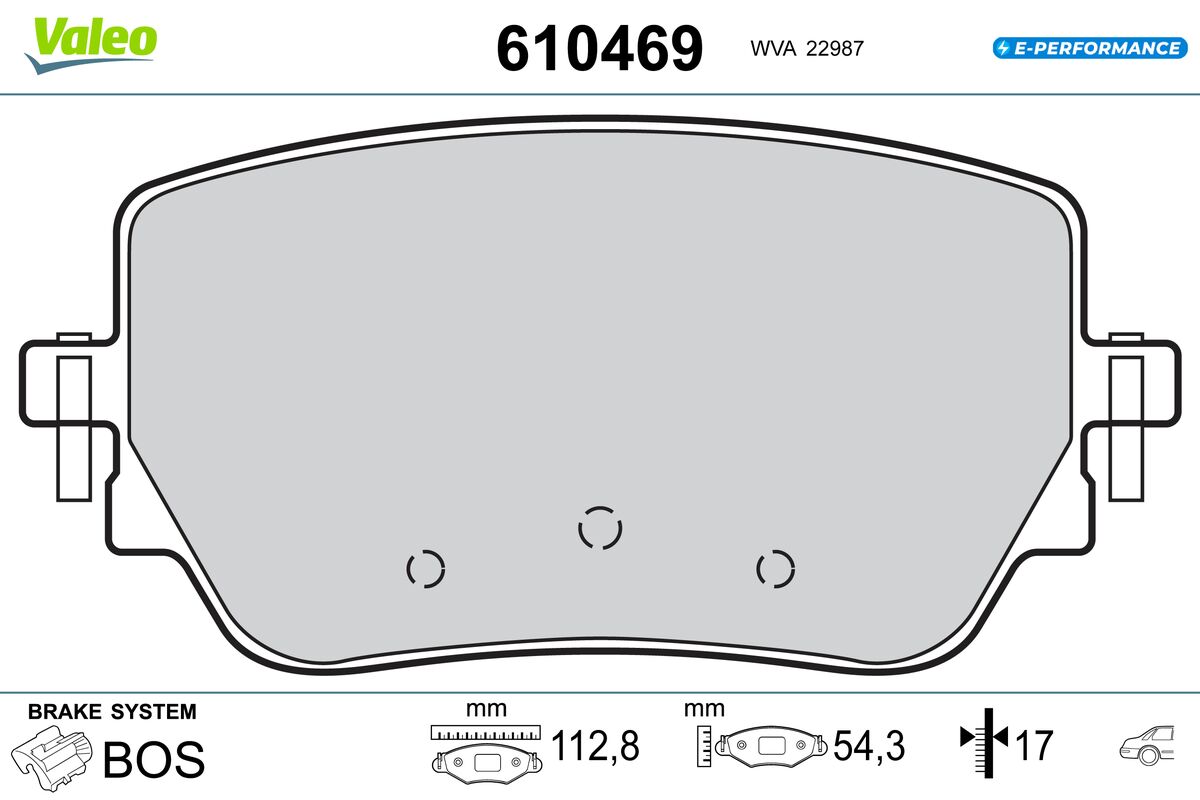 VALEO Bremseklodser 610469 bagaksel for MERCEDES-BENZ MERCEDES-BENZ (BBDC)