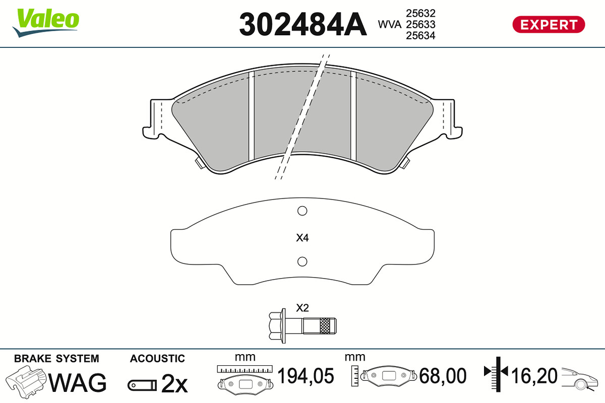 VALEO Bremseklodser 302484a foraksel for FORD USA FORD FORD ASIA & OCEANIA MAZDA
