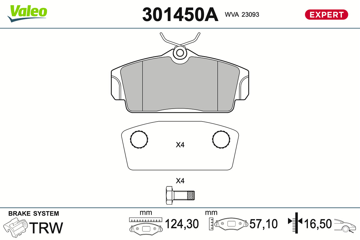 VALEO Bremseklodser 301450a foraksel for NISSAN