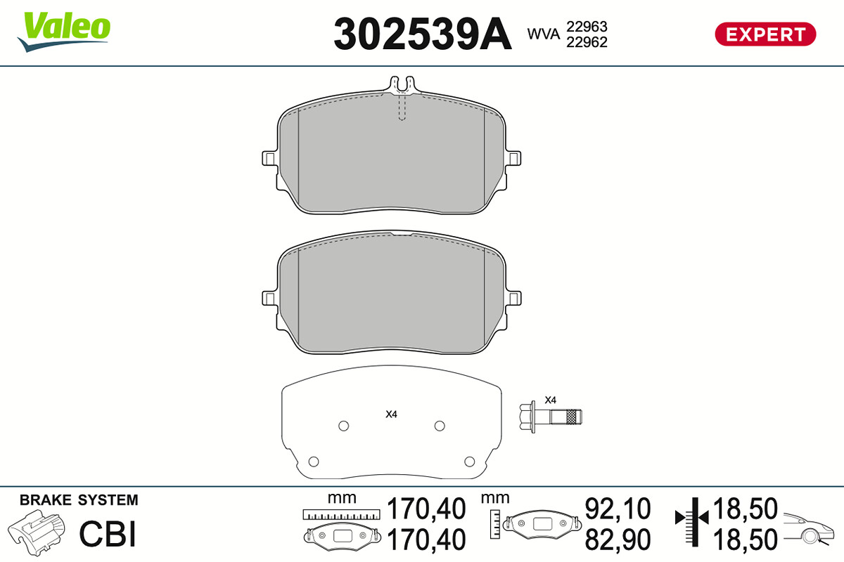 VALEO Bremseklodser 302539a foraksel for MERCEDES-BENZ (BBDC) MERCEDES-BENZ
