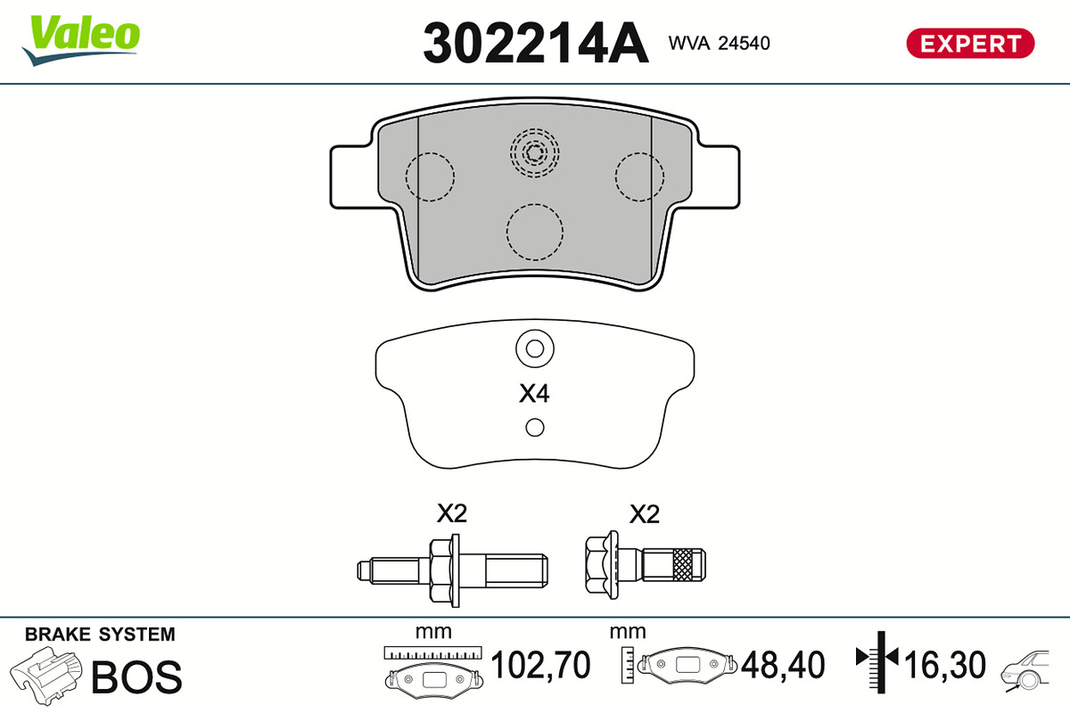 VALEO Bremseklodser 302214a bagaksel for CITROËN