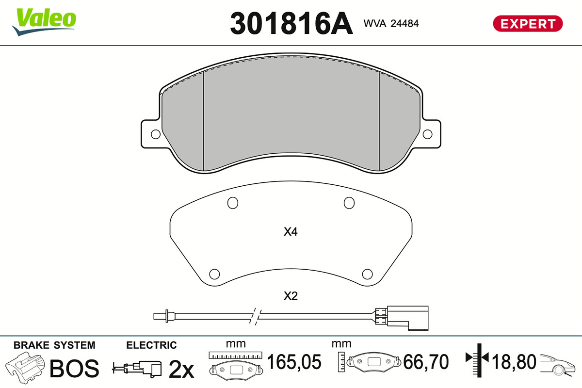 VALEO Bremseklodser 301816a foraksel for FORD FORD (JMC)