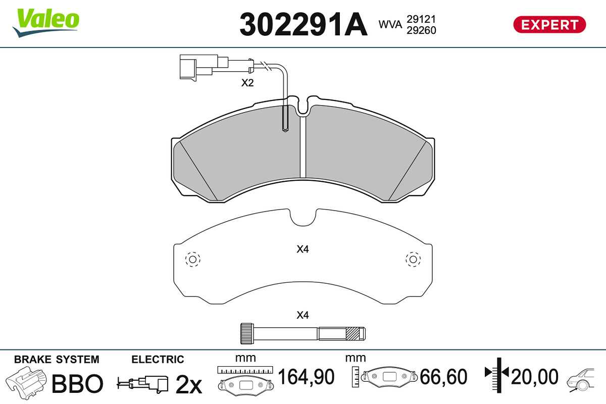 VALEO Bremseklodser 302291A bagaksel for IVECO NISSAN RENAULT TRUCKS