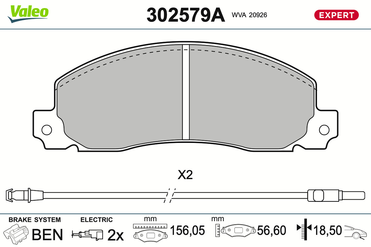 VALEO Bremseklodser 302579a foraksel for OPEL VAUXHALL RENAULT