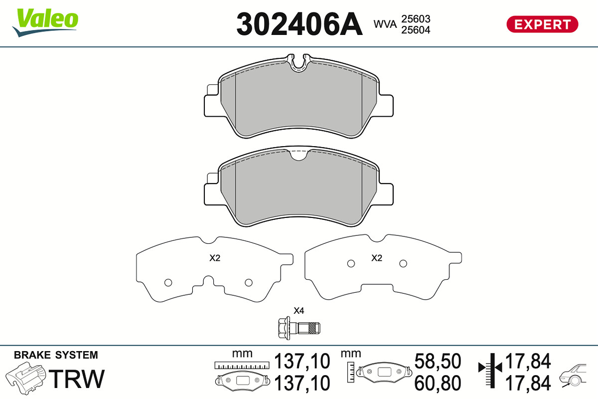 VALEO Bremseklodser 302406a bagaksel for FORD