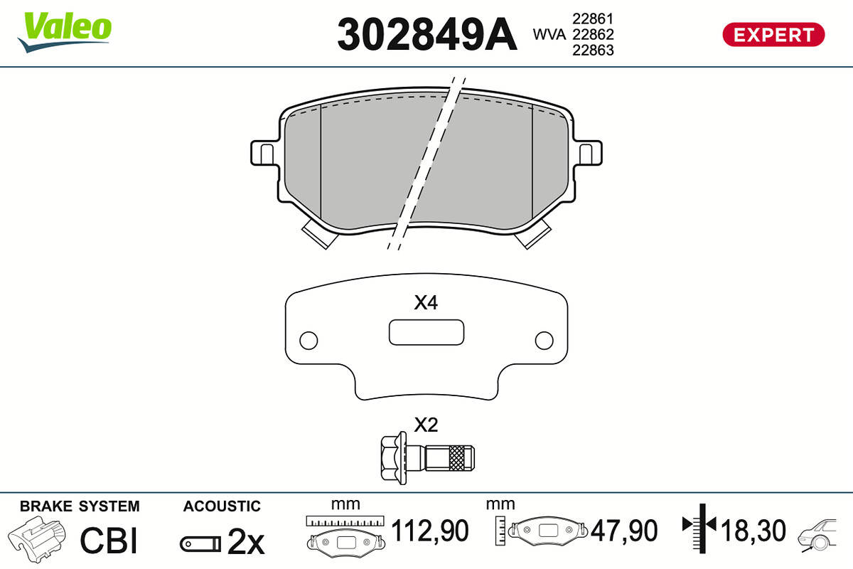 VALEO Bremseklodser 302849a bagaksel for MERCEDES-BENZ NISSAN