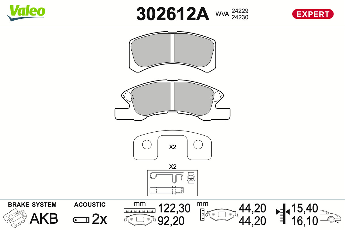VALEO Bremseklodser 302612a foraksel for DAIHATSU MITSUBISHI