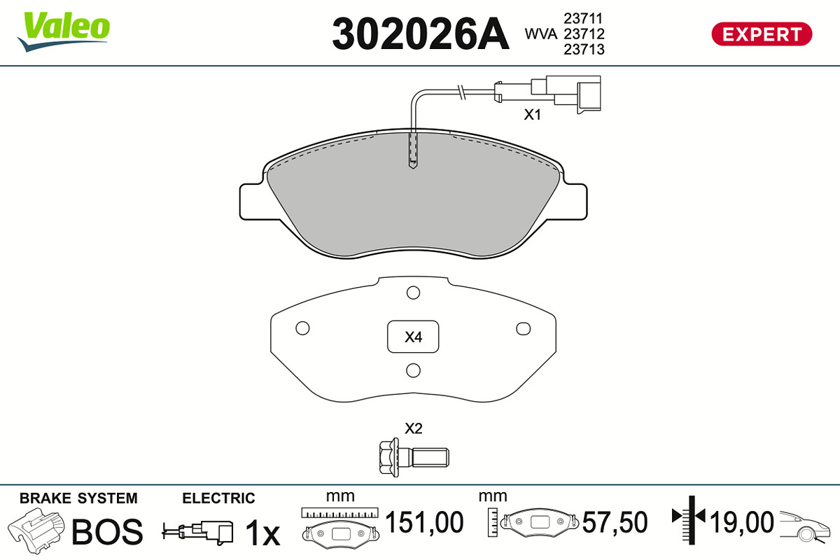 VALEO Bremseklodser 302026A foraksel for FIAT LANCIA