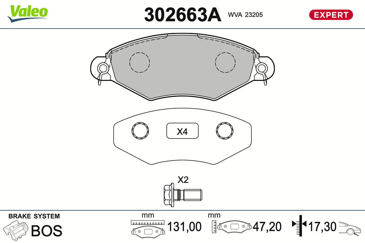 VALEO Bremseklodser 302663a foraksel for PEUGEOT