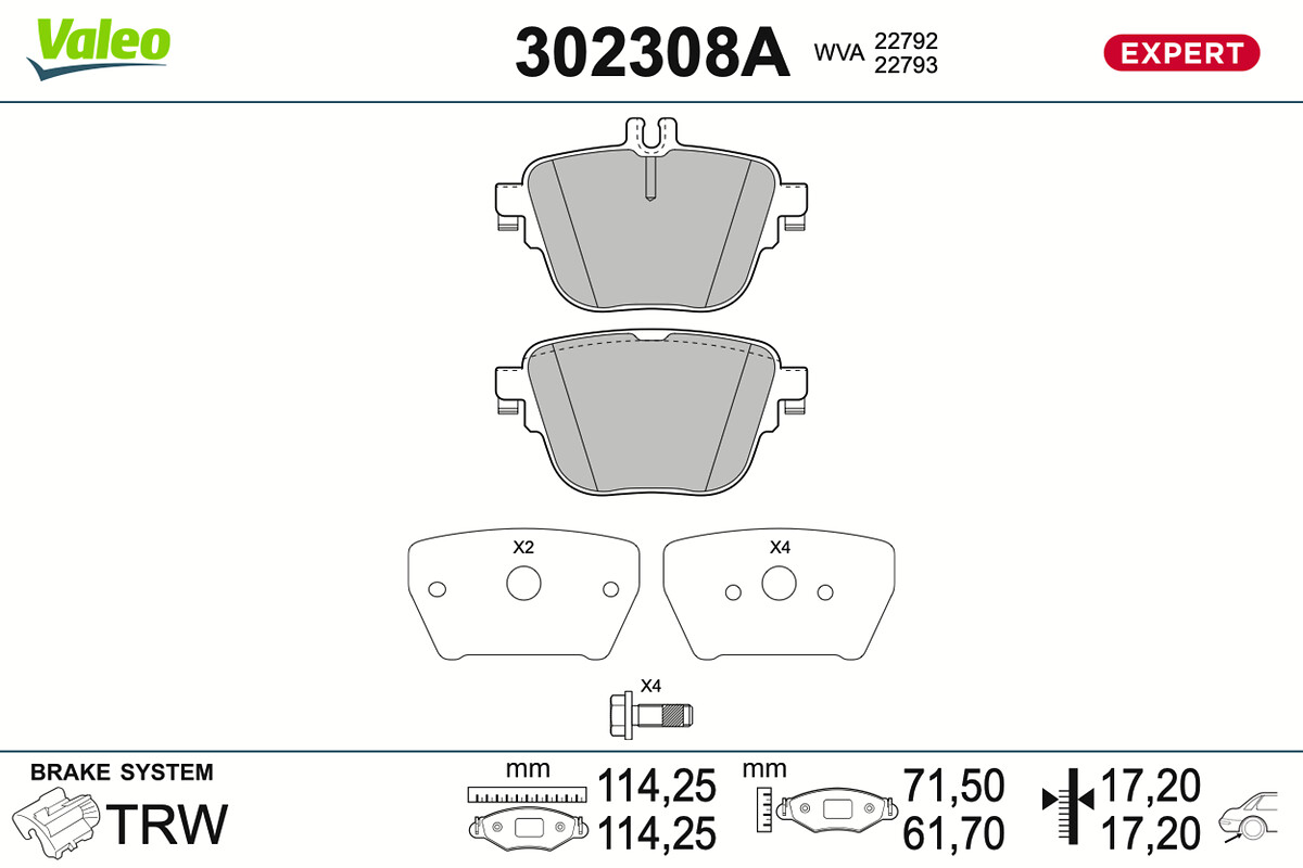 VALEO Bremseklodser 302308a bagaksel for MERCEDES-BENZ