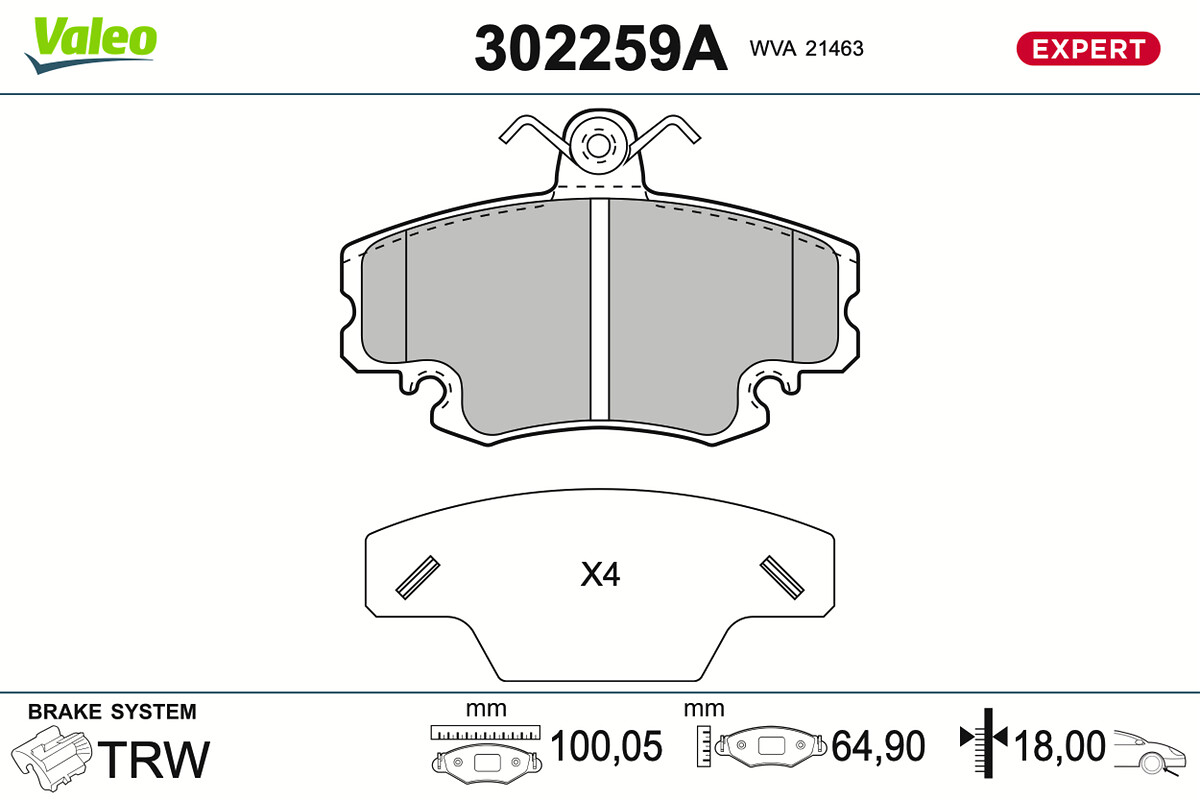 VALEO Bremseklodser 302259a foraksel for DACIA