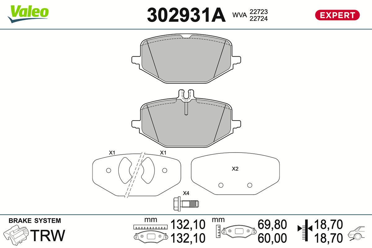 VALEO Bremseklodser 302931a bagaksel for MERCEDES-BENZ